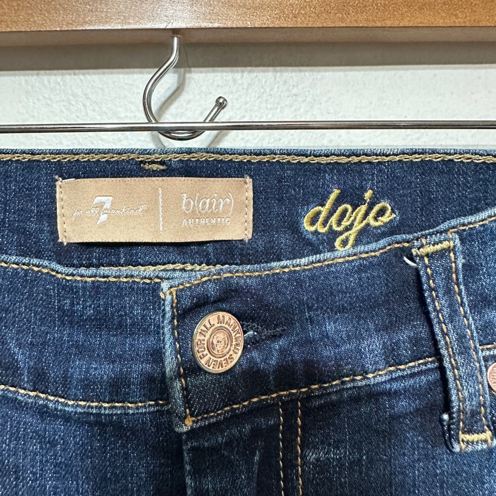 7 For All Mankind Dojo Jeans Women 30x34 Blue Trouser Authentic Flare Leg Y2K - Picture 10 of 16